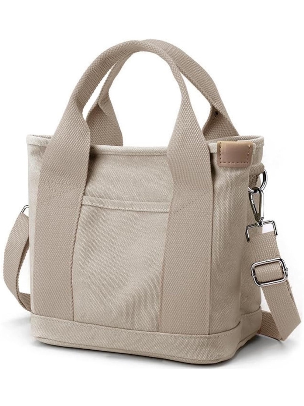 Canvas Messenger Bag in Beige - Minimal Crossbody Tote